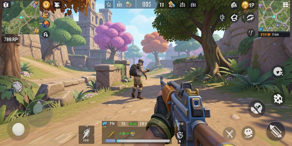 Tampilan gameplay aksi seru dalam 789RP, penuh tantangan menembak.