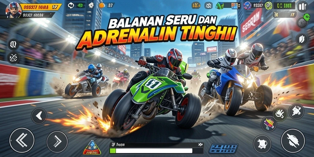 Screenshot utama 93337 menampilkan aksi balap yang mendebarkan.
