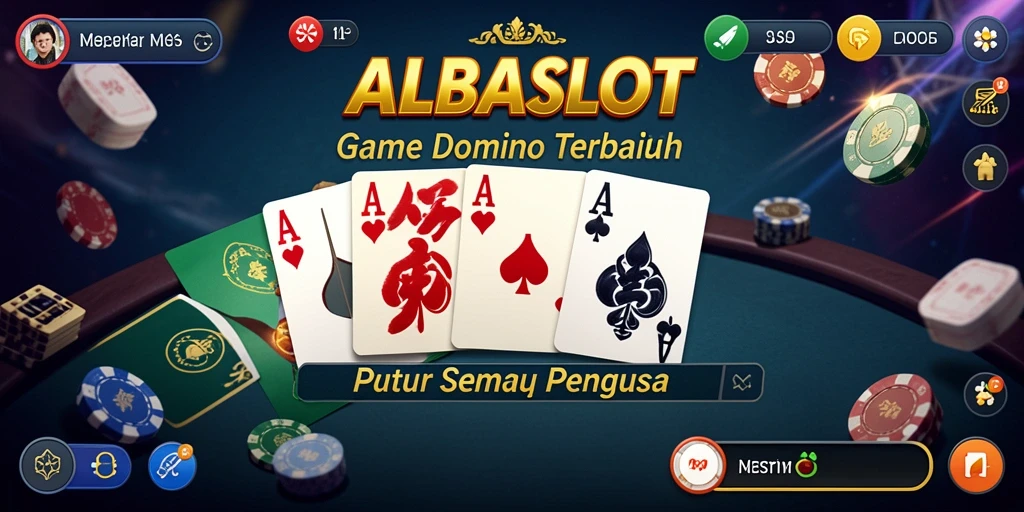 Screenshot gameplay ALBASLOT yang menampilkan suasana permainan Domino yang seru.