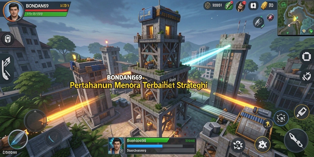 Screenshot BONDAN69 menampilkan aksi menara bertahan yang epik.
