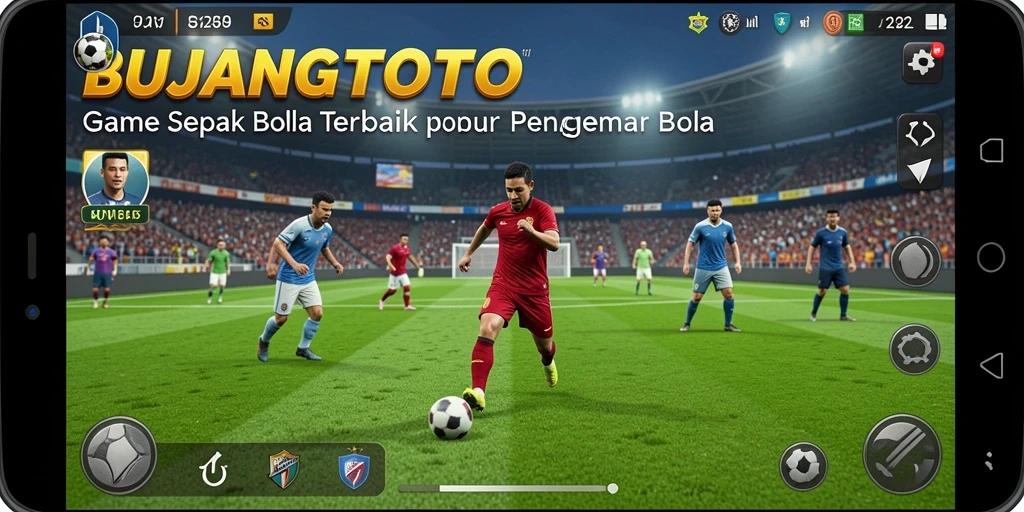 Screenshot utama BUJANGTOTO yang menampilkan aksi permainan sepak bola.