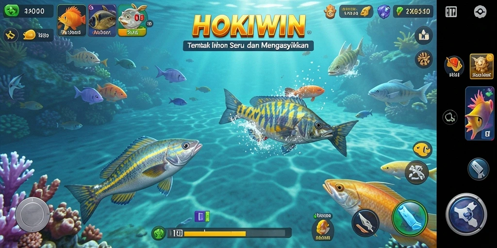 Tampilan gameplay HOKIWIN menampilkan aksi seru menembak ikan.