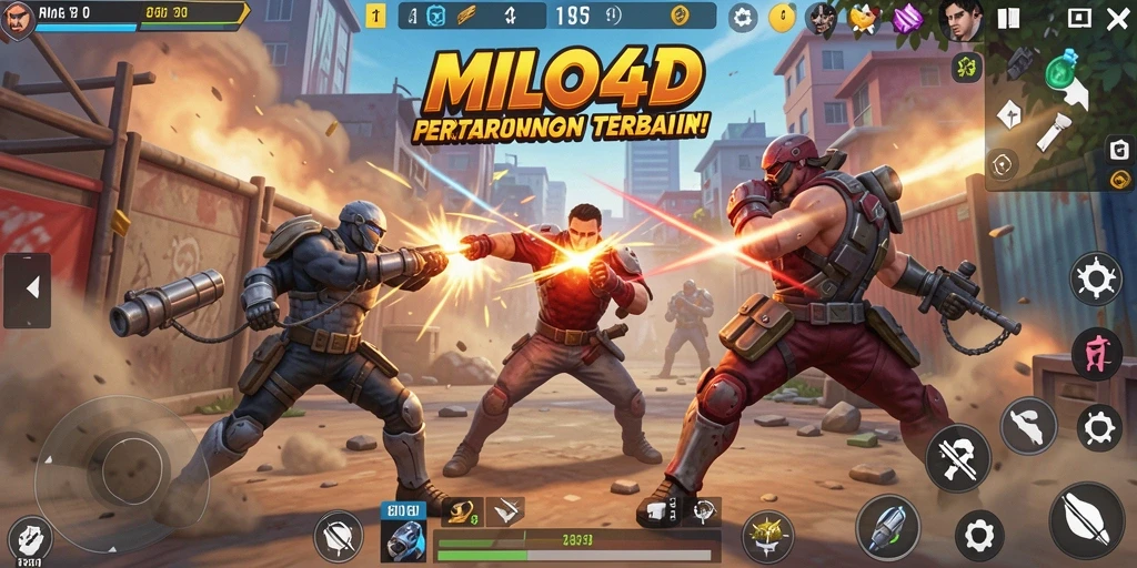 Tampilan seru dari pertempuran dalam game Battle Royale MILO4D.