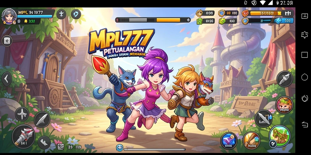 Screenshot gameplay MPL777 yang menampilkan pertarungan karakter anime.