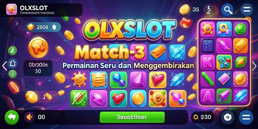 Tangkapan layar utama OLXSLOT menunjukkan gameplay Match-3 yang menarik.