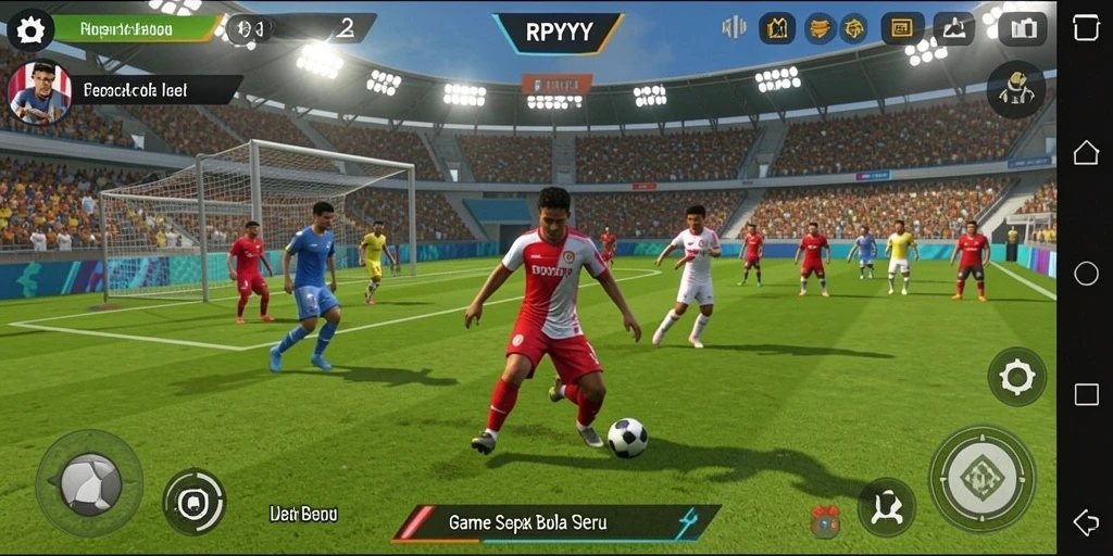 Gameplay mendebarkan di lapangan sepak bola dalam RPYYY.
